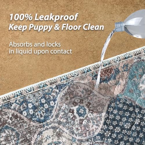 nunubaby Washable Pee Pads for Dogs, Stylish, Non-Slip and Leak-Proof Pee Pads. Reusable Potty Pads for Dogs for Crates and Floors.(Dark Red/Multi,54" x54" ) - Image 3