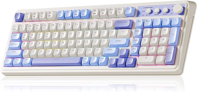 AULA 99 Key Purple Keyboard, Wireless Gaming Keyboard with Number Pad | RGB Backlit,Programmable,Creamy Sounding,Tri-Mode BT/2.4GHz/USB-C,2000mAh Membrane Keyboard,Thocky Computer Keyboards by AULA