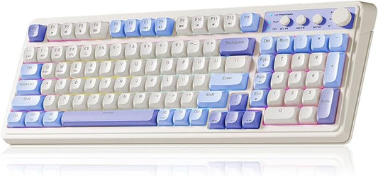 AULA 99 Key Purple Keyboard, Wireless Gaming Keyboard with Number Pad | RGB Backlit,Programmable,Creamy Sounding,Tri-Mode BT/2.4GHz/USB-C,2000mAh Membrane Keyboard,Thocky Computer Keyboards by AULA