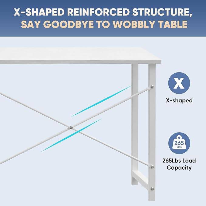 DUMOS 32 in Small Computer Desk for Home Office, Modern Study Work Table Simple Style for Bedroom, Writing Desks with X-Shaped Reinforcement, 2 Pack, White | Modern Study Writing Work Table, Craft PC Desk Simple Workstation with Reinforcement Structure... - Image 8