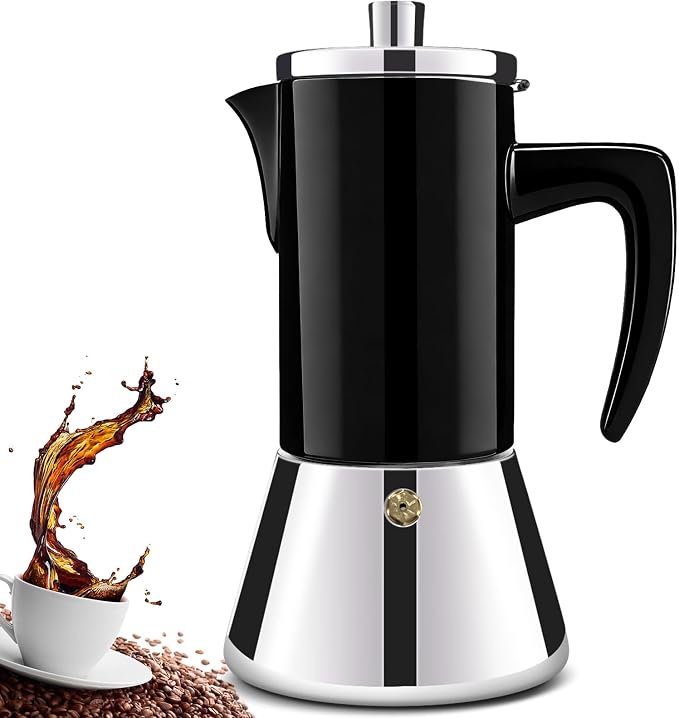 6 Cup Thickened 304 Stainless Steel Moka Pot Stovetop Espresso Maker Cafeteras Italian Percolator Espress Makers Capable Greca Mocha Coffee Machine for Induction Home and Camping 300ml 10oz by Theperfectcombinationofcoffeehomeandhealthylivingmakingeverydayadayofrituals