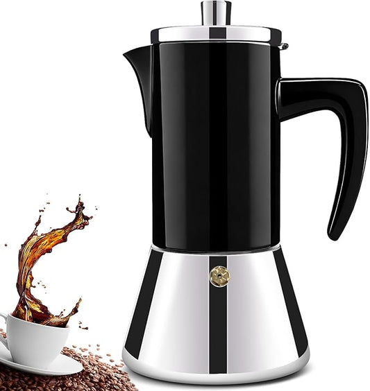4 Cup Thickened 304 Stainless Steel Moka Pot Stovetop Espresso Maker Cafeteras Italian Percolator Espress Makers Capable Greca Mocha Coffee Machine for Induction Home and Camping 200ml 6.6oz by Theperfectcombinationofcoffeehomeandhealthylivingmakingeverydayadayofrituals