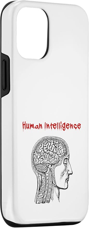 Human Intelligence (Anti Ai Statement & Head Graphic) Case for iPhone 12/12 Pro - Image 3