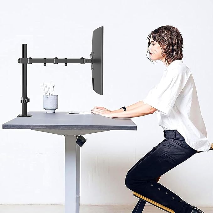 Amazon Basics Single Computer Monitor Stand with Tilt and Rotation,Height Adjustable VESA Desk Arm Mount,Steel,30 inches,Black,(Pack of 6) - Image 10