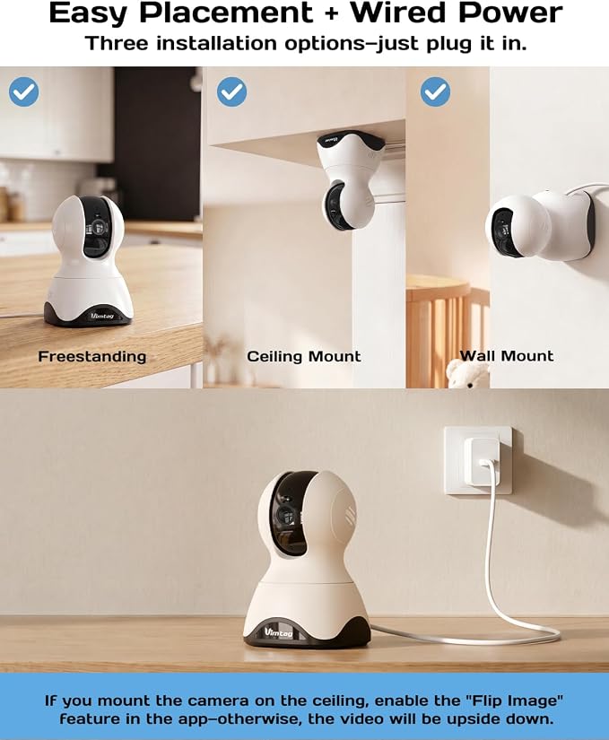 VIMTAG 4K 8MP Pan/Tilt Pet Camera Indoor with Phone App for Dog/Cat/Baby/Nanny/Home Security, Motion Tracking, Night Vision, 2-Way Audio, AI Detection, 5G/2.4GHz WiFi, Cloud & SD Card, Works w/Alexa - Image 10