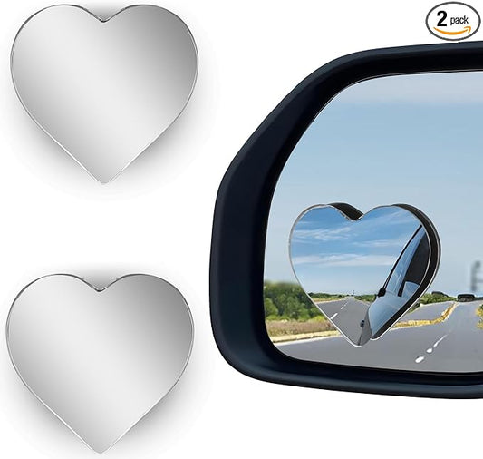 2Pcs Cars Heart Shaped Blind Spot Mirrors Car Side Mirror Blindspot Adjustabe Angle Removable Wide Angle Convex RearView Mirror for Enhanced Safety Universal Fit Stick, Car Accessories for Cars Suvs by HINGTAI