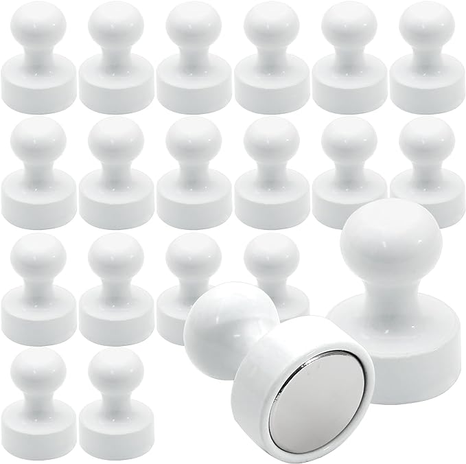 LOVIMAG Fridge Magnets 20Pcs, Magnet for Refrigerator Whiteboard, White | Small Strong Neodymium Metal Cute Push Pin for Classroom, Kitchen, Accessories Decorative, Office, Calendar by LOVIMAG