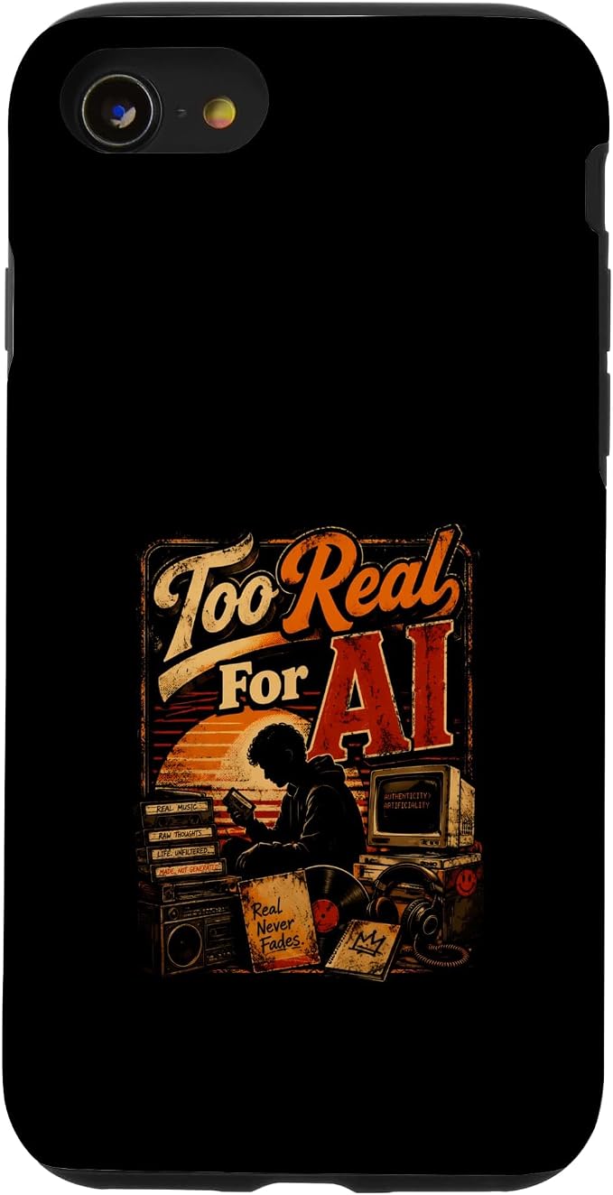 Too Real for AI - Authentic Music Lovers Case for iPhone SE (2020) / 7/8 by Unknown