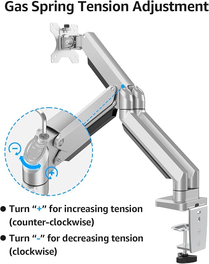 MOUNTUP Dual Monitor Desk Mount, Die-Cast Aluminum Fully Adjustable Double Monitor Arm, Computer Monitor Stand Fits 2 Screen 17 to 32 inch - Each Arm Holds 4.4-19.8LBS - Image 8