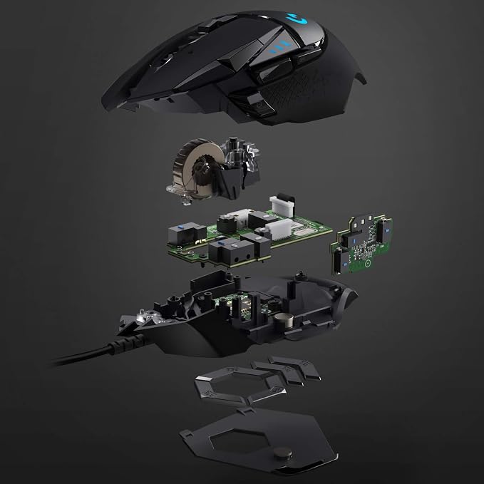 Logitech G502 Hero Wired Gaming Mouse - Black | High performance, 25,600 DPI, RGB, adjustable weights, 11 programmable buttons, on-board memory, PC/Mac - Image 10