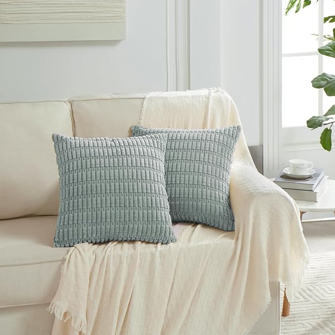 Fancy Homi 4 Packs Decorative Throw Pillow Covers for Living Room Couch Bed, Modern Farmhouse Boho Home Décor Accent Cushion Case, 14" x 14", Grey Blue - Image 7
