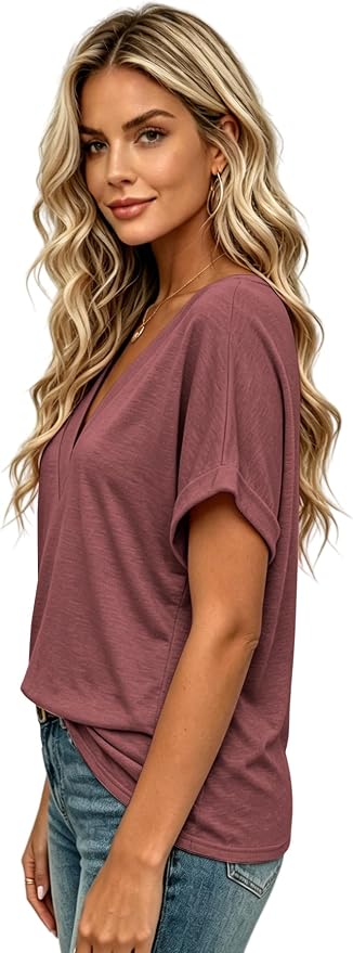 T Shirts Short Sleeve V Neck Tees Womens Tops Beach Vacation Fashion Clothes 2026 Casual Summer Spring Fall Outfits - Image 3