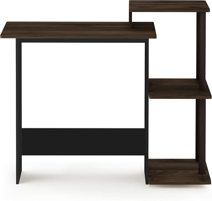 Furinno Efficient 29-Inch Brown Computer Desk, Office Desk with 3 Side Shelves, Rectangular Home Office Desk, Gaming Desk for Home Office, Bedroom, Study Room, Brown Walnut - Image 8