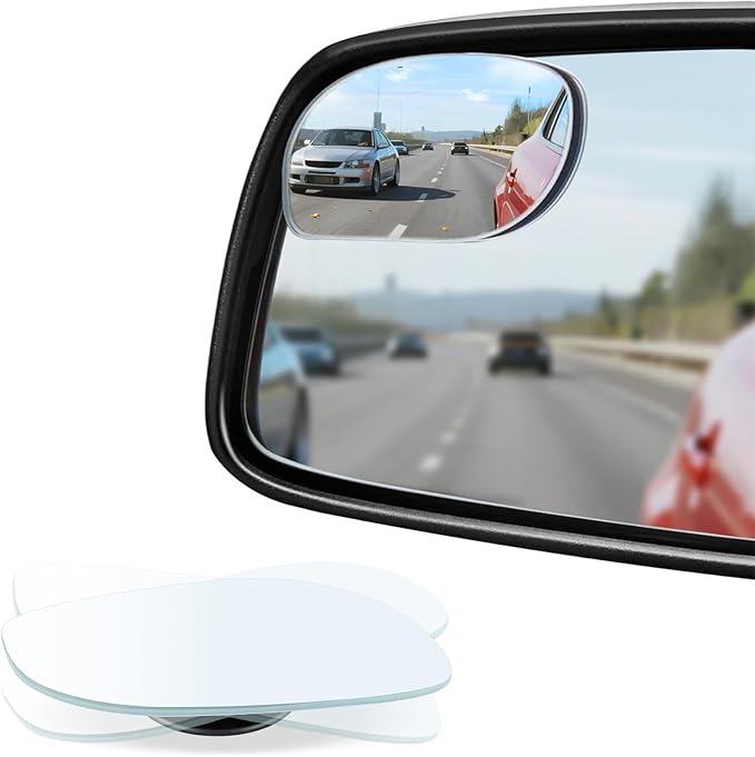 LivTee Blind Spot Mirrors, HD Glass Frameless Convex Rear View Mirrors, Wide Angle Adjustable Stick for Side Mirror, Automotive Exterior Accessories for Car, SUV & Trucks, Pack of 2 by LivTee