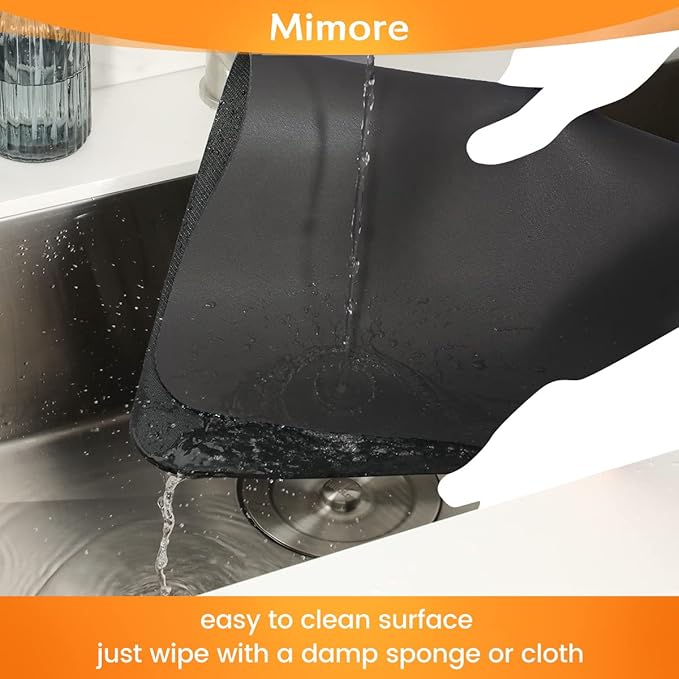 Mimore Coffee Mat - 12x19 Inch Black Countertop Mat - Absorbent, Hides Stains, Rubber Backed - Dish Drying Mat Fits Under Coffee Maker or Espresso Machine - Image 6