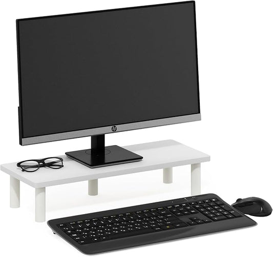 Furinno TURN-N-TUBE Monitor Stand Riser, 23.6" Wide Rectangle Monitor Riser, Laptop Stand for Desk, Office Desktop Accessories Organizers, Toolless Assembly, For Study Room, Dorm, White by Furinno-FitsYourSpaceFitsYourBudget
