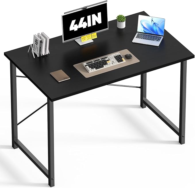 DUMOS 44 in Computer Desk for Home Office, Modern Study Work Table Simple Style for Bedroom, Writing Desks with X-Shaped Reinforcement, Black | Modern Study Writing Work Table, Craft PC Desk Simple Workstation with Reinforcement Structure, Black by DumosLifestyle