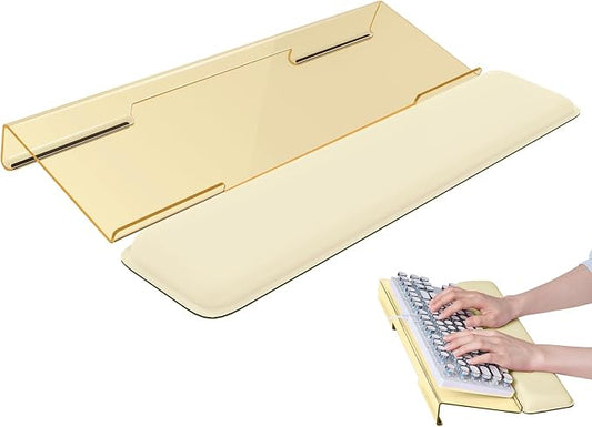 Laborio Computer Keyboard Wrist Rest, Keyboard Riser Stand for Desk(Beige) | Ergonomic Acrylic Keyboard Holder, Non-slip Wrist Pad, Pain Relief for Typing, Multiple Colors by Laborio