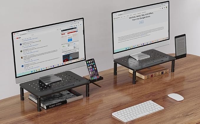 Zimilar 2 Pack Monitor Stand , 3 Height Adjustable Stand with Star Mesh | for Computer, Laptop, Printer, Notebook, iMac, Premium Metal Monitor Risers for 2 Monitors - Image 2