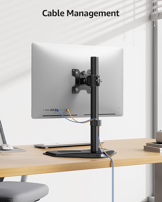 MOUNTUP Single Monitor Stands, Freestanding VESA Monitor Desk Mount fits 13'' to 32'' Computer Screen with Height Adjustable, Swivel, Tilt, Rotation, 17.6 lbs Load, For Home Office, VESA 75x75/100x100 - Image 9