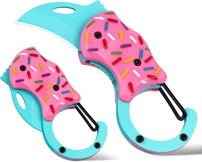 FUNBRO Small Pocket Knife for Women, Edc Knives Tool | Cute Donut Folding Box Cutter with 1.34 Inch Sharp Blade, Great Gift for Her by FUNBRO
