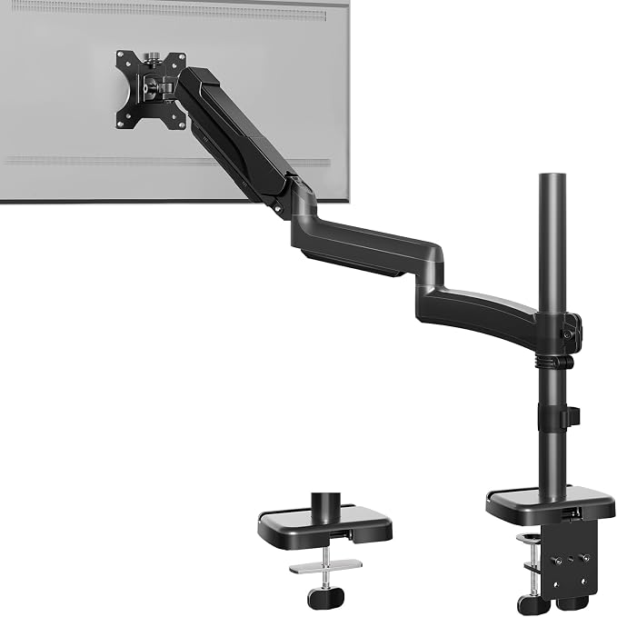 Extra Long Arm Monitor Mount, Fits Max 32" Hold up to 19.8lbs | Single Long Arm Computer Desk Mount, Extra Long Adjustable Stand, Tall Arm with Tilt, Swivel, Rotation, VESA 75/100mm by ERGOFOCUS