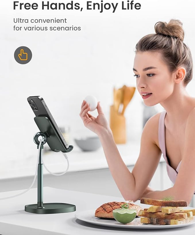 LISEN Cell Phone Stand Phone Holder for Desk, Gaming for Nintendo Switch | Phone Holder for Desk, Green Desk Accessories, Office Accessories for Women, Compatible with Switch iPad, 4-10 in Devices - Image 7
