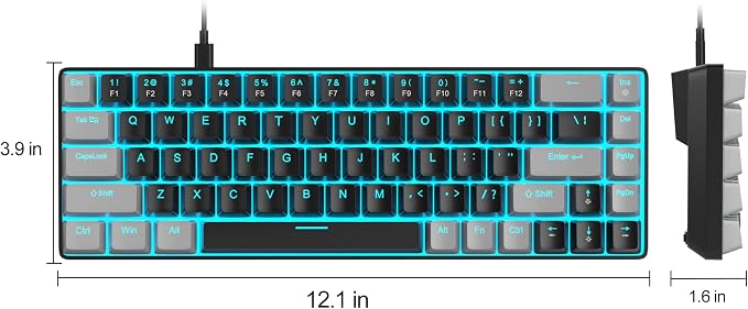 MageGee Portable 60% Mechanical Gaming Keyboard, MK-Box LED Backlit Compact 68 Keys Mini Wired Office Keyboard with Red Switch for Windows Laptop PC Mac - Black/Grey - Image 8