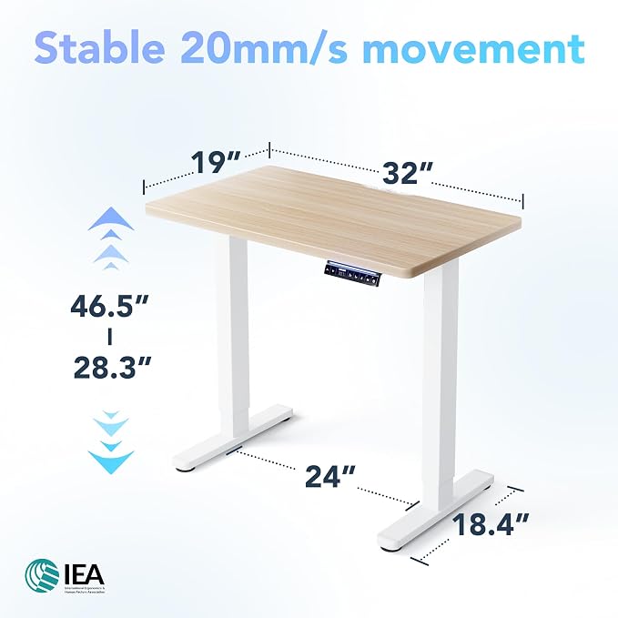 HUANUO One-Piece AI-Powered Electric Standing Desk, Smart APP, Work with Alexa & Google, Adjustable Height, 3 Memory Settings, Sedentary Reminder, Ergonomic Sit-Stand Desk, 32-inch, Light Walnut - Image 2