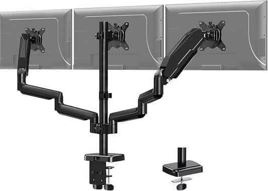 MOUNT PRO Triple Monitor Mount for 13-27 inch Screens, 3 Monitor Desk Mount, Height Adjustable Triple Display Stand, Full Motion Three Computer Arm Hold up to 17.6lbs Each, VESA 75x75, 100x100 by MOUNTPRO