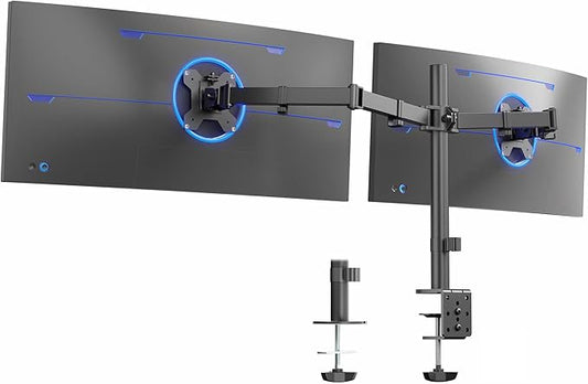 VIVO Dual Ultrawide Monitor Desk Mount, Heavy Duty Fully Adjustable Steel Stand, Holds 2 Computer Screens up to 38 inches and Max 22lbs Each, Black, STAND-V038 by Unknown
