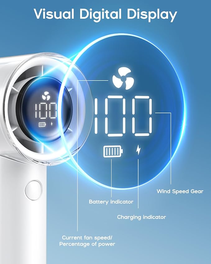 EasyAcc Handheld Turbo Fan, 5 Gear Wind, Battery Operated, Up to 19 Working Hours, 3 IN 1 Hand Fan with Air Turbo Tech Cooling Fan for Outdoor Activities, Travel, Working - Image 5