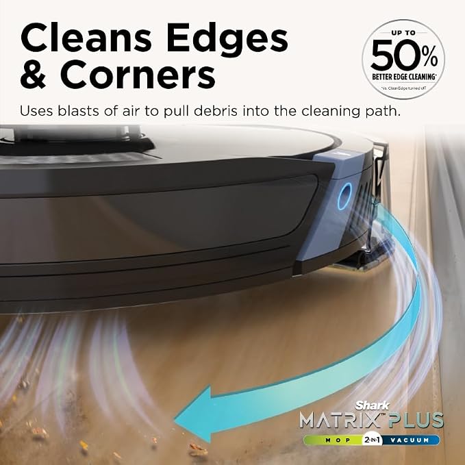 Shark Matrix Plus 2in1 Robot Vacuum & Mop with Sonic Mopping, Matrix Clean, Home Mapping, HEPA Bagless Self Empty Base, CleanEdge, for Pet Hair, WiFi, Black/Brass, AV2620WA - Image 5