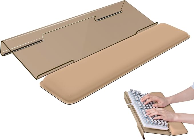 Laborio Computer Keyboard Wrist Rest, Keyboard Riser Stand for Desktop | Coffee, Ergonomic Acrylic Keyboard Holder, Non-slip Wrist Pad, Pain Relief for Typing, Multiple Colors by Laborio
