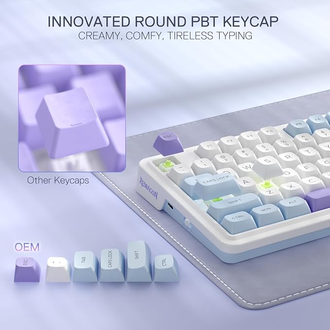 Redragon K673 PRO Wireless 81-Key RGB Gasket Gaming Keyboard, Scroll Knob | Multi-Function Control Wheel, 0-Delay Tri-Mode, Cushioned 5-Layer Noise Dampening for Creamy Thocky Sound, Compact 80% Size - Image 6