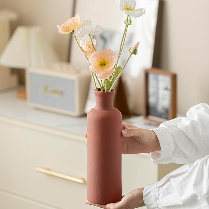 Modern Ceramic Vase Set of 3, Neutral Colors, Decorative Bottles for Home, Farmhouse Rustic Decor, Housewarming Gifts, Wedding Gifts, Bridal Shower Gifts, Birthday Gifts for Women (Green Mix) - Image 4