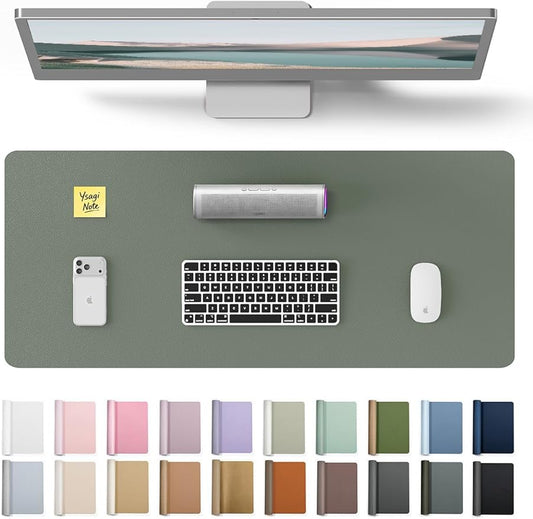 YSAGi Leather Desk Pad Protector, Office Desk Mat, Large Mouse Pad, Non-Slip PU Leather Desk Blotter, Laptop Desk Pad, Waterproof Desk Writing Pad for Home (23.6" x 13.8", Dark Green) by YSAGi