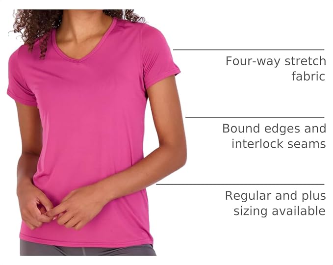 5 Pack Women's Dry Fit V Neck Workout Tops T Shirts Athletic Gym Yoga Tees | Available In Plus Size, Cooling Moisture-Wicking, Short Sleeve, Quick-Dry, Fitness, Stretch, Exercise, Running, Hiking - Image 4