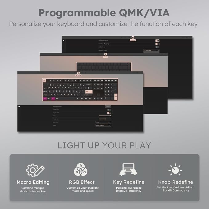 RK ROYAL KLUDGE R87 Pro Wired Mechanical Keyboard with Hot Swappable Knob 75% RGB Backlit Gaming Keyboard 88 Keys TKL Gasket Mounted with QMK/VIA and Linear Creamy Switch - Image 3