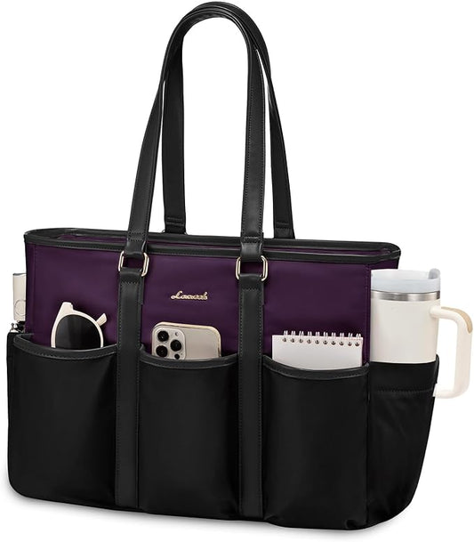 LOVEVOOK 17 Inch Laptop Tote Bag for Women Work, Teacher Tote Nurse Bag, Professional Utility Computer Bag For Work/Travel/College/Daily, Large Purse Handbag With Multi Pockets & Top Zipper by LOVEVOOK