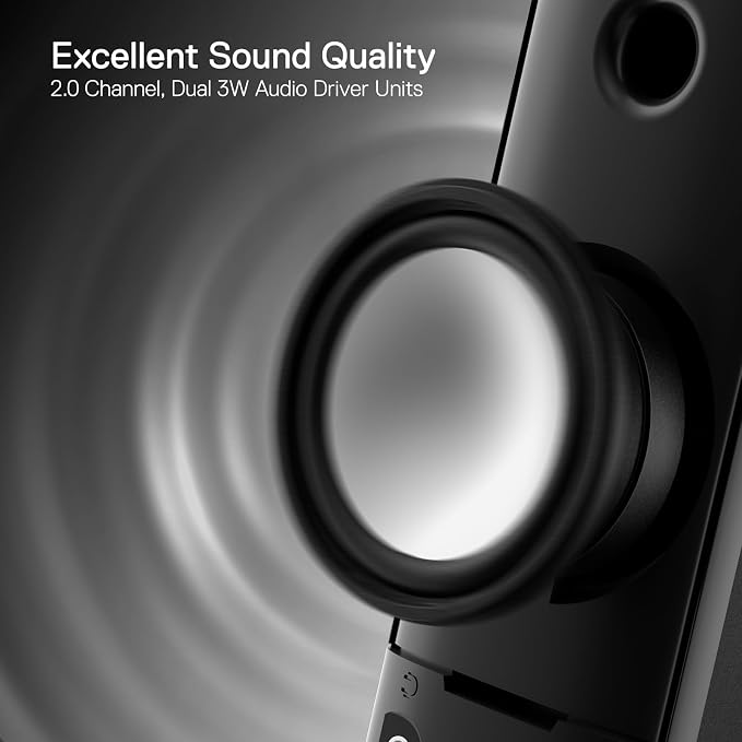 Redragon GS550 PC Gaming Speakers 2.0 Channel Stereo Enhanced Sound, Black | Compact Maneuverable Size, Headphone Jack, Decent Red Backlight, Plug & Play USB Powered Desktop Computer Speaker - Image 3