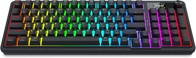 Redragon K719 PRO Wireless 95-Key Gasket Gaming Keyboard, TFT Screen & Knob | Easy-Control LED Info Display, 0-Delay Tri-Mode, Cushioned 5-Layer Noise Dampening for Creamy Thocky Sound, Practical 95 keys - Image 8