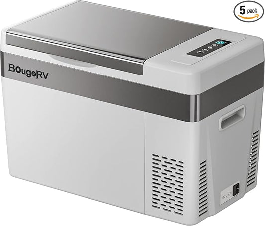 BougeRV 12 Volt Refrigerator With Cover 12V Car Fridge 30 Quart Portable Freezer Compressor Cooler Compressor Freezer, 12/24V DC 110~240V AC, -8℉~50℉ for Truck RV SUV by Unknown