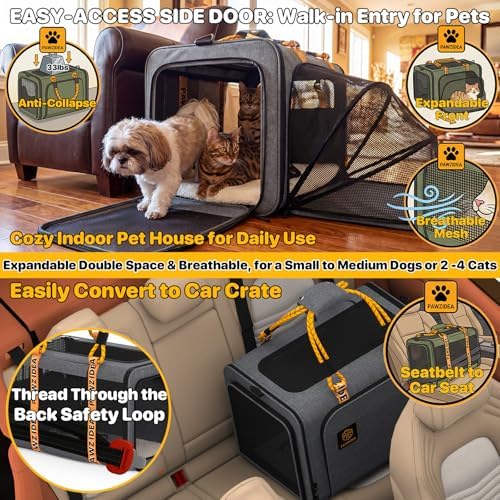PAWZIDEA Expandable Large Pet Carrier, Soft-Sided 2–4 Cats Carrier Up 55lbs - Image 5