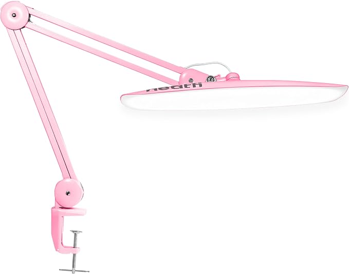 Neatfi XL 2200 Lumens 24W LED Desk Lamp – Shadow-Free Task Lighting | 4-Level Dimming | Home Office & Crafts Use | 20-Inch Wide Head (Pink, Non-CCT with Clamp) by Neatfi