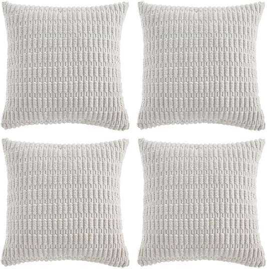 Fancy Homi 4 Packs Decorative Throw Pillow Covers for Living Room Couch Bed, Modern Farmhouse Boho Home Décor Accent Cushion Case, 18" x 18", White by Fancy+Homi