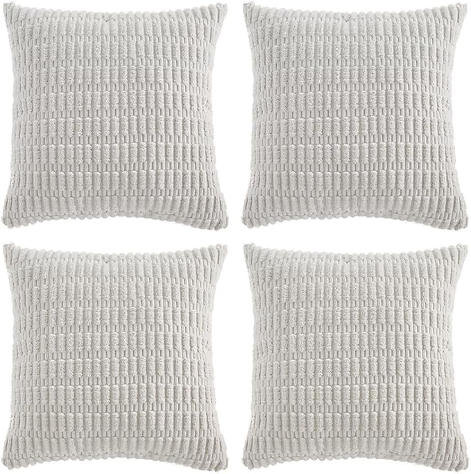 Fancy Homi 4 Packs Decorative Throw Pillow Covers for Living Room Couch Bed, Modern Farmhouse Boho Home Décor Accent Cushion Case, 16" x 16", White by Fancy+Homi