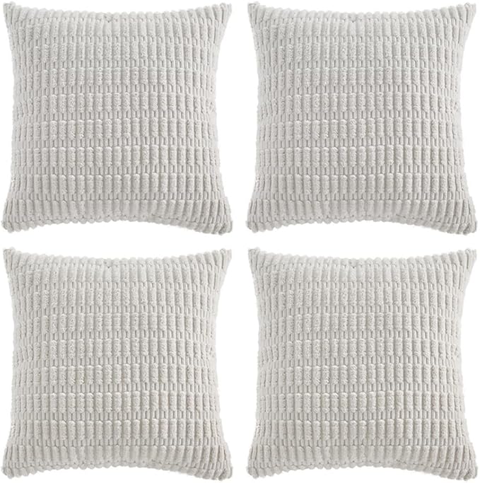 Fancy Homi 4 Packs Decorative Throw Pillow Covers for Living Room Couch Bed, Modern Farmhouse Boho Home Décor Accent Cushion Case, 20" x 20", White by Fancy+Homi