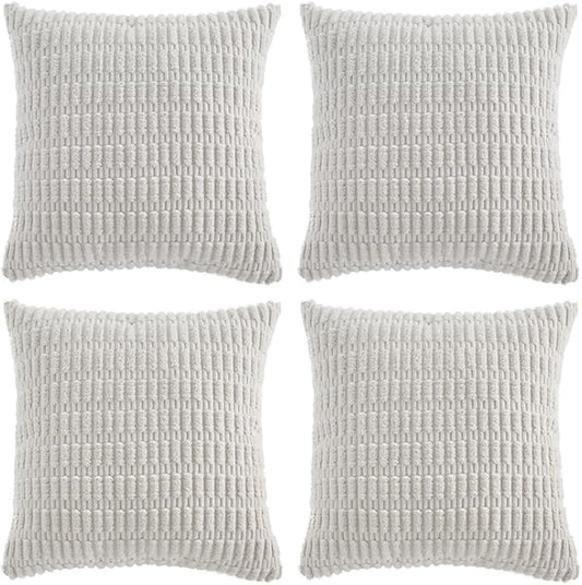 Fancy Homi 4 Packs Decorative Throw Pillow Covers for Living Room Couch Bed, Modern Farmhouse Boho Home Décor Accent Cushion Case, 20" x 20", White by Fancy+Homi