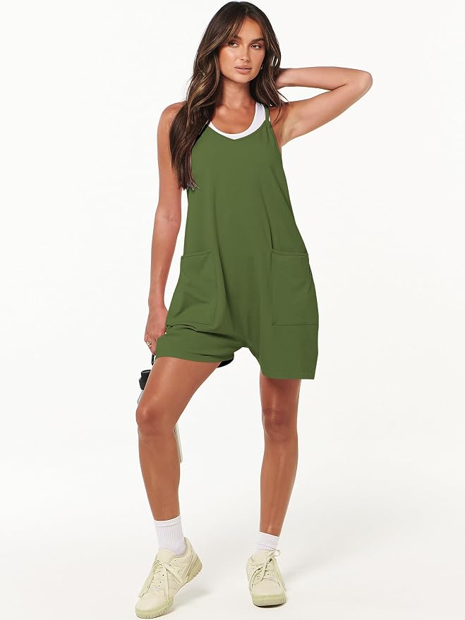ANRABESS Womens Rompers Summer Casual Loose Sleeveless Overalls Spaghetti Strap Shorts Jumpsuit 2026 Beach Vacation Clothes - Image 3